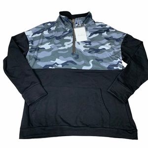 Fashion Camo ½ Zip Pullover Top SIZE LARGE NWT